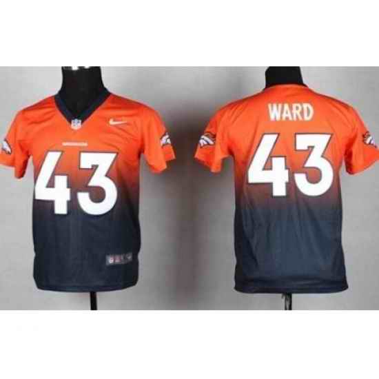Youth Nike Denver Broncos #43 T.J. Ward Orange Blue Stitched Fadeaway Fashion NFL Elite Jersey